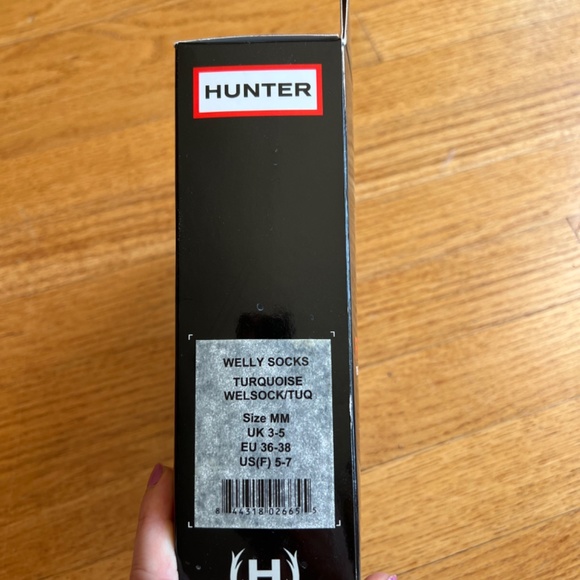Hunter Tall Boot Turquoise Fleece Welly Socks- Size M (US F 5-7) - Picture 4 of 4